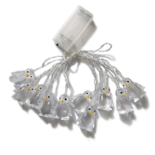 Penfly 1.65M 10LEDs Decorative Penguin Shape Fairy Romantic Night Lamp Mood Night Light for Home Bedroom Wedding Party Babyroom Child(Warm White) - Warm White