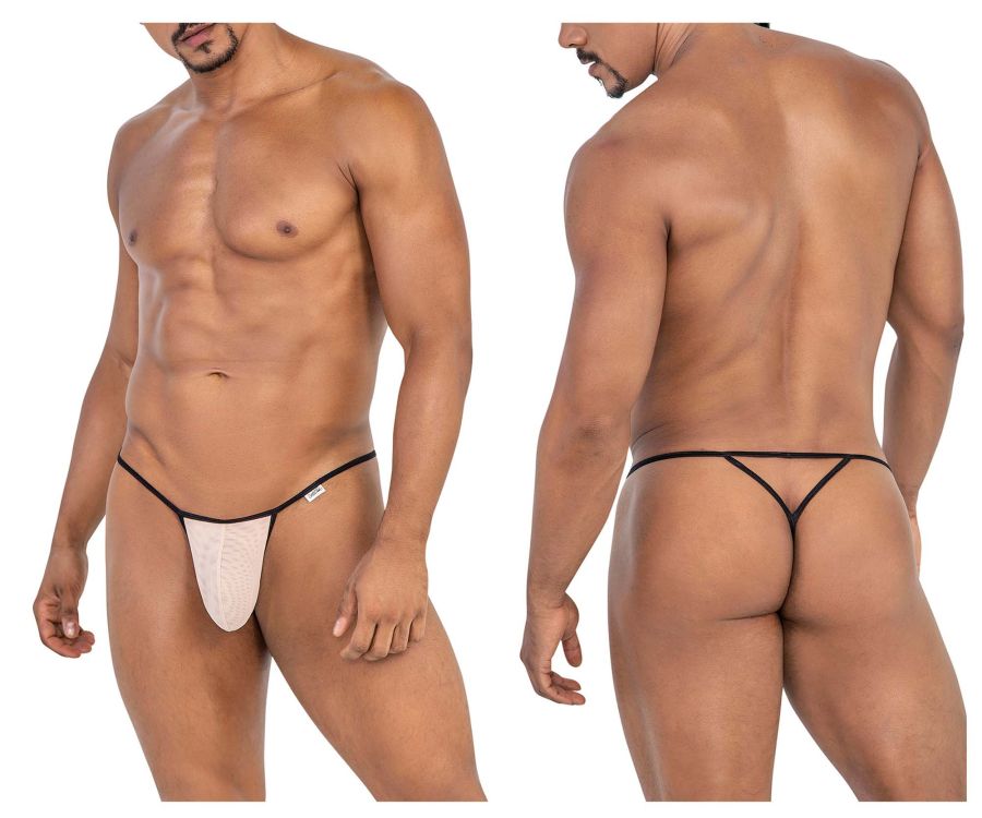 CandyMan 99795 Mesh G-String Thongs - Beige / S/M