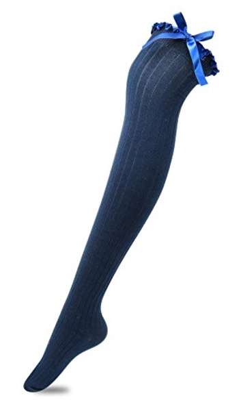 Women's Girls Thigh High Stockings Over the Knee Socks with Satin Bows