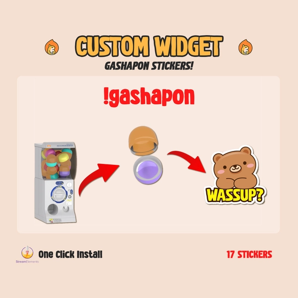 Gashapon Game / Twitch Chat Widget / Animated Gachapon Fox Frog Pig Bear Axolotl / Cute Game / Customize Stream Widget