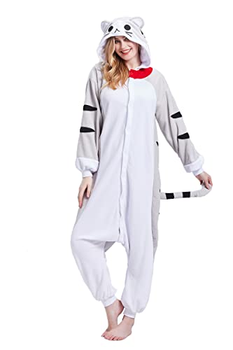 Magicalani Onesie Pajamas for Adults - Unisex Animal Cosplay Sleepwear, Christmas Halloween Costume - Medium - Cheese Cat