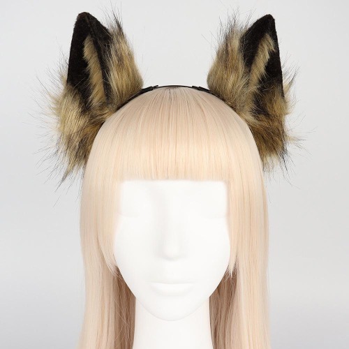 Fur Cat Ears Headband - Cosplay Party Accessory - Yellow / One Size