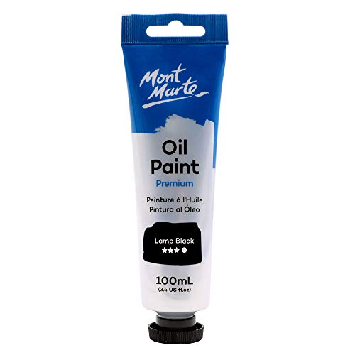 Mont Marte Oil Paint Premium, 3.4 US fl.oz (100ml) Tube, Ivory Black, Heavy Body Paint, Artist Quality, Good Coverage, Excellent Tinting Strength, Ideal for Painting Canvas - 3.4 Fl Oz (Pack of 1) - Ivory Black