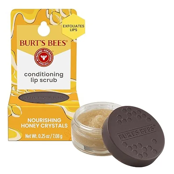 Burt's Bees Conditioning Honey Lip Scrub, Exfoliates & Conditions Dry Lips, with Honey Crystals, Use with Overnight Intense Lip Treatment, Natural Origin Lip Care, 0.25 oz. - Honey - 0.25 Ounce (Pack of 1)