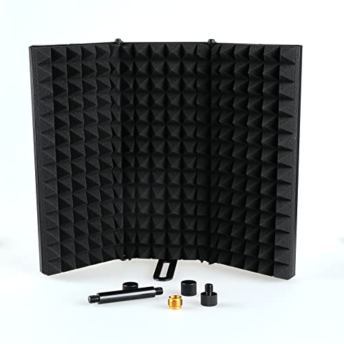weymic Microphone Isolation Shield, Foldable Mic Shield with Triple Sound Insulation, Reflection Filter with 3/8" and 5/8" Mic Threaded Mount