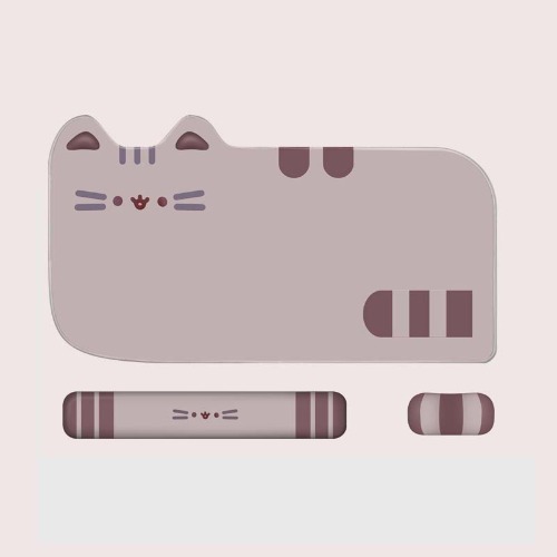 Large Cat Gaming Mouse Mat Cute Keyboard Wrist Rest Set - B