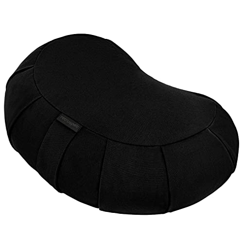 Retrospec Sedona Zafu Yoga Meditation Cushion with Carry Handle and Filled with buckwheat Hulls; Black, Crescent - Crescent - Black