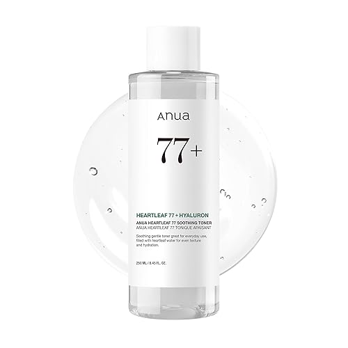Anua Heartleaf 77 Soothing Toner I pH 5.5 Trouble Care, Calming Skin, Refreshing, Hydrating, Purifying, Cruelty Free, Vegan,(250ml / 8.45 fl.oz.) - Unscented - 8.45 Fl Oz (Pack of 1)