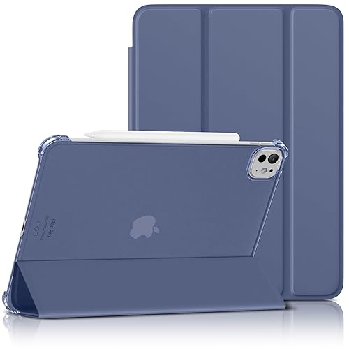 Wenlaty for iPad Pro 11 Inch Case 2024 Release 5th Generation(M4), Super Slim & Lightweight Trifold Stand Protective Case with Clear Matte Hard PC Backshell and Soft TPU Cover, Blue Gray - Blue Gray