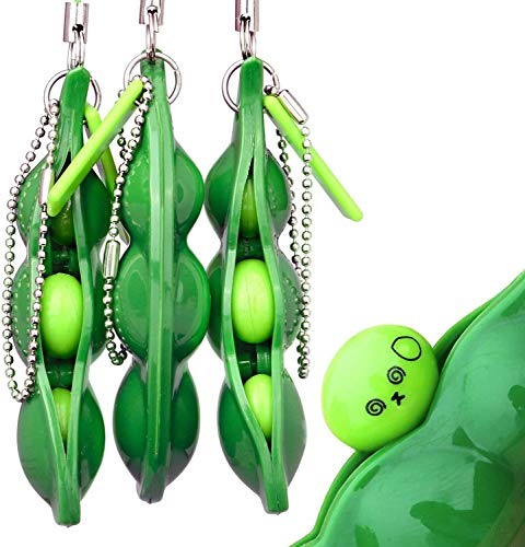 3 PCS Squeeze Beans Keychain Squishy Pea Pod Stress Toy Squishy Soybean Pendants Toys Bring Fun Keychains Cellphone Chain Bag Pendant for Kids Reduce Anxiety and Stress