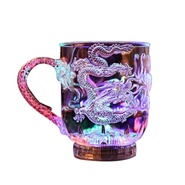 1Pcs Liquid Activated Multicolor LED Glasses Creative Dragon Pattern Light Up Drinking Glasses LED Flashing Cup for Party Bar Club