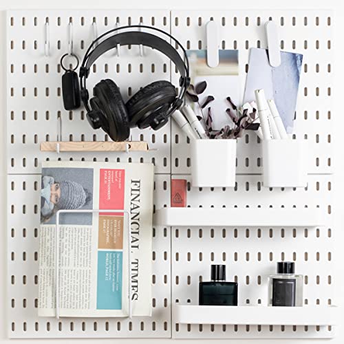 MULSAME Pegboard Combination Kit, Wall Mounted Storage Set with 4 Pegboards & 14 Accessories Hanging, White Peg Boards Organizer for Walls Display, Crafts Organization, Kitchen Organizer, 22" x 22" - White