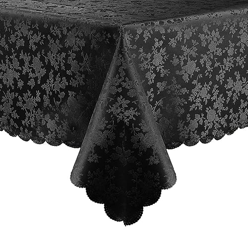Smiry Rectangle Table Cloth, Waterproof Heavy Duty Vinyl Tablecloths, Wipeable Washable Table Cover for Kitchen and Dining Room (Black, 52" X 70") - 52x70 Inch - Black