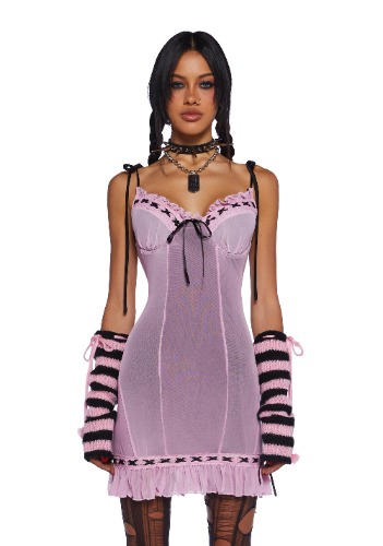 I’m Baby Slip Dress - Pink Mesh