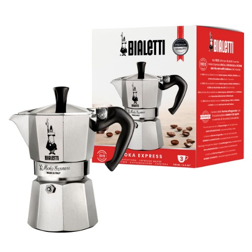 Bialetti - Moka Express: Icónica Cafetera Italiana para Espresso, Auténtico Café Italiano, Cafetera Moka 3 Tazas (130 Ml), Aluminio, Plata - 3 Tazas - Gris/Aluminio