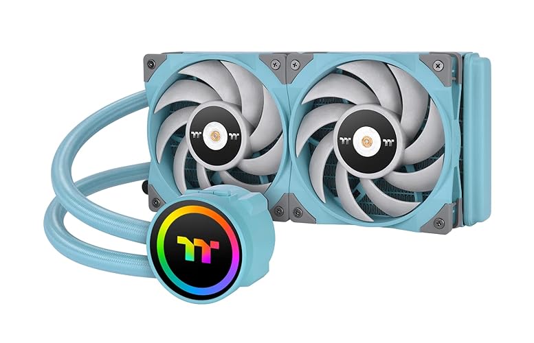 Thermaltake TOUGHLIQUID 240 ARGB Motherboard Sync - Turquoise Edition AMD/AM5/Intel LGA1700 Ready All-in-One Liquid Cooling System 240mm High Efficiency Radiator CPU Cooler CL-W319-PL12TQ-A