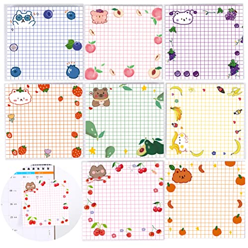 Sticky Notes,Cute Sticky Notes Kawaii Sticky Notes 3.1x3.1in 4Pads 80Sheets/Pad Self-Stick Note Pads Cute Colorful Super Sticky Note Pads (Fruits C) - Fruits C