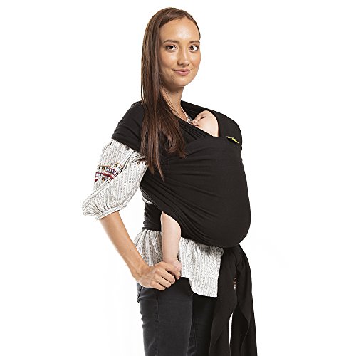 Boba Baby Tragetuch Neugeborene - Elastisches Tragetuch Baby Neugeboren - Baby Sling Tragetuch - Weiche Baby Tragehilfe - Baby Tragesystem - Babytragetuch ab Geburt 3-15 kg (Black) - Black