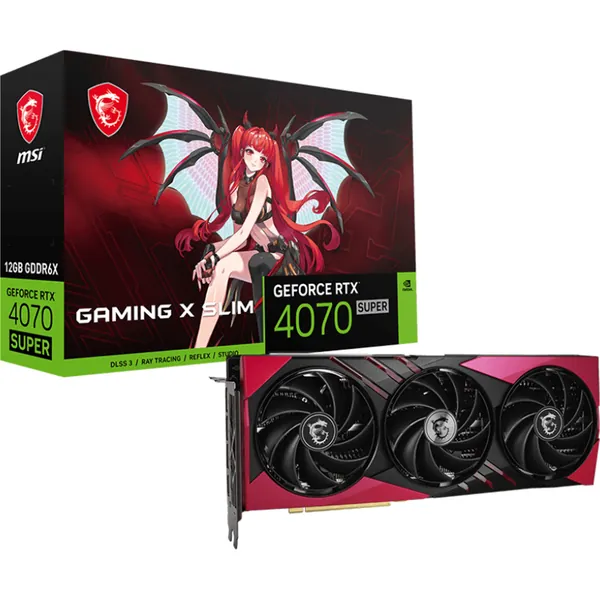 MSI NVIDIA GeForce RTX 4070 SUPER GAMING X SLIM MLG Edition 12GB OC  GDDR6X Graphics Card 2 Slot - 1x 16 Pin Power (2x 8 Pin Power Adapter Included) - Minimum 650W PSU