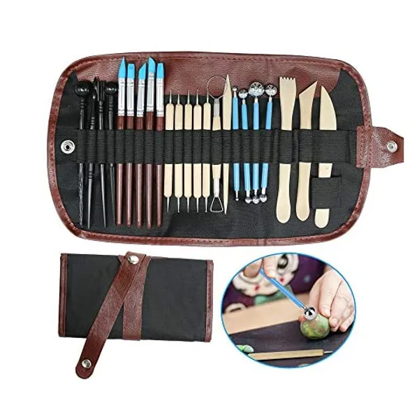 
                            24 in 1 Pottery & Clay Sculpting Tools with Assorted Shape Size DIY Clay Modeling Tool Set for Kids
                        