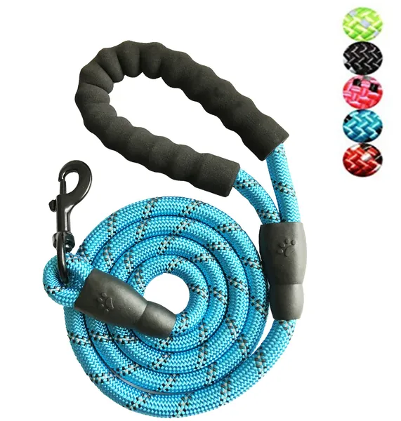Strong Nylon Dog Leash Rope with Comfortable Padded Handle Training Lead for Medium and Large Breeds Dogs - Heavy Duty 5ft Long