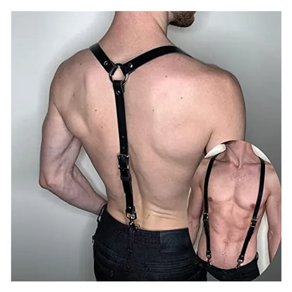 
                            Male Harness Lingerie Leather Exotic Tops Men Clothes BDSM Body Chest Harness Belts (Color : Style 3)
                        