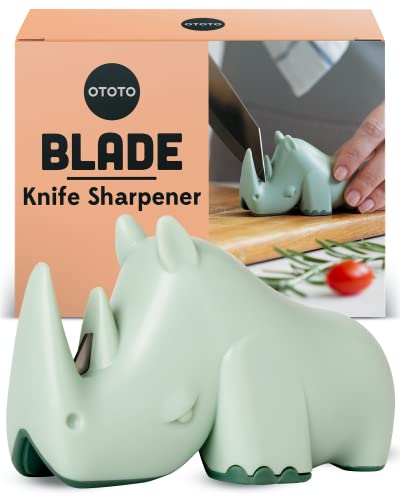 OTOTO Blade Knife Sharpener - Keep Knife Sharper with the Best Knife Sharpener - Fun Kitchen Gadgets BPA-free & Dishwasher-Safe Kitchen Knife Sharpener - Compact - Green
