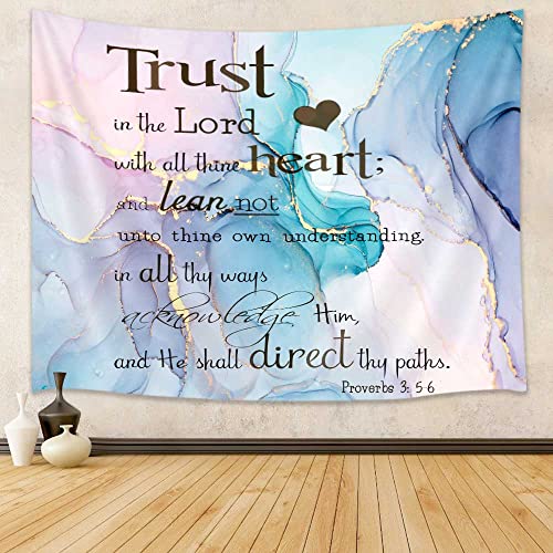 Bible Verse Tapestry Wall Hanging, Verse Scripture Quotes on Teal Purple Marble Tapestry Wall Hanging, Inspirational Tapestry Abstract Art Wall Hanging Bedroom Living Room Dorm Decor, 60X40 Inches - Purple - 60X40