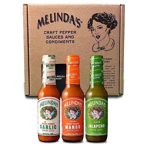 Melinda’s Mild & Wild Collection - Gourmet Hot Sauce Gift Set with a Variety of Fresh Flavors - Includes Jalapeño, Mango & Garlic Habanero - Premium Hot Sauce Variety Pack with Mild Heat - 5oz, 3 Pack - Mild & Wild 3 Pack