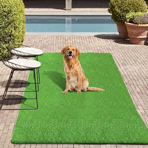 Artificial Grass Rug 3.3x5 Ft Realistic Indoor Outdoor Rug for Dogs with Drain Holes, Fake Grass Dog Pet Turf Mat for Garden Lawn Landscape Patios - 3.3' x 5'