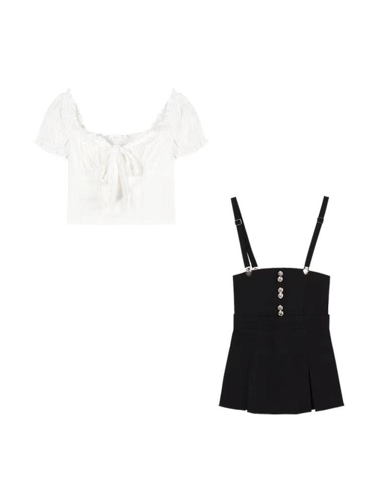 Summer Black Bodycon Two Piece Dress - S