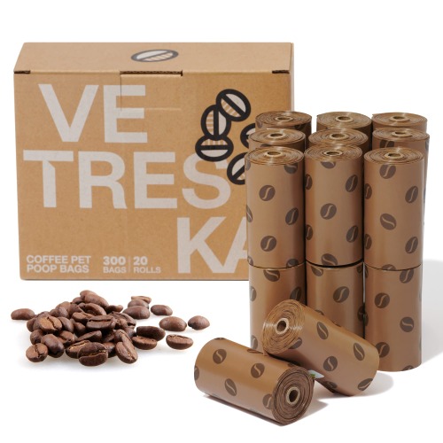 VETRESKA Dog Poop Bags, Coffee Scented Waste Bags, Leak Proof, Extra Thick and Large Dog Pet Bags for Dogs and Cats - 300 Count Bags (20 Refill Rolls) - 300 Bags