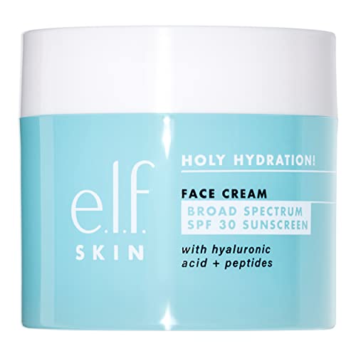 e.l.f. Holy Hydration! Face Cream, Broad Spectrum SPF 30 Sunscreen, Moisturizes & Softens Skin, Quick-Absorbing & Ultra-Hydrating, 1.8 Oz - HH Face Cream with SPF30