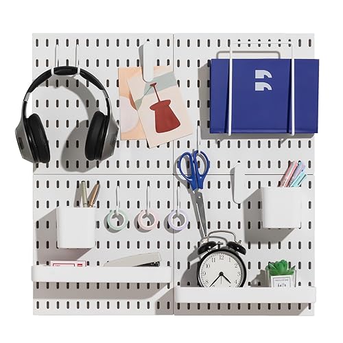 Keepo Pegboard Combination Kit, Pegboards and Accessories Modular Hanging for Wall Organizer, Crafts Organization, Ornaments Display, Nursery Storage, Peg Board (White, 22″×22″) - White - 22″×22″