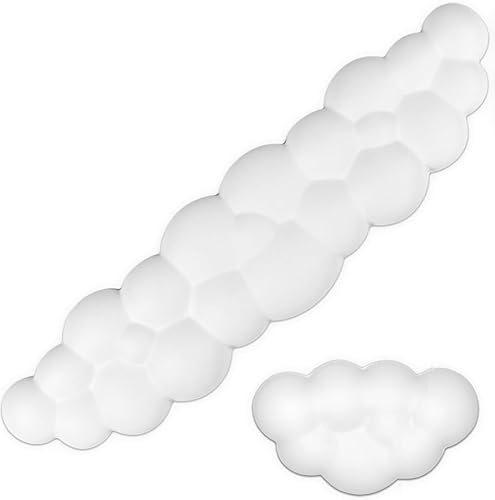 AILRINNI Keyboard Cloud Wrist Rest - Soft Cute Wrist Rest Pad: Cloud Mouse Pad Wrist Support Memory Foam Ergonomic Nonslip Comfortable Set,Keyboard Rest Typing Pain Relief for Home Office - Off-white