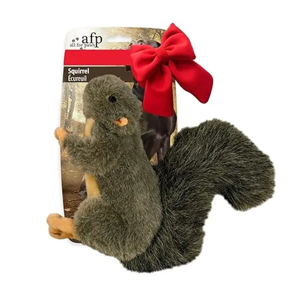 ALL FOR PAWS Interactive Dog Squirrel Plush Toys, Stuffed Animal Squeaky Toy Perfect Puppy Plush Toy for Dogs Enrichment Toys, Large - Squirrel