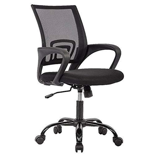 Office Chair Ergonomic Cheap Desk Chair Mesh Computer Chair Lumbar Support Modern Executive Adjustable Stool Rolling Swivel Chair for Back Pain (Black) - Black