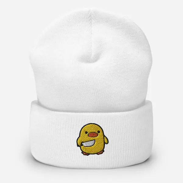 Duck with Knife Beanie, Bird Holding Knife Embroidered Hat, Chick Knife Beanie, Little Chicken Funny Internet Meme, Cute Embroidered Beanie