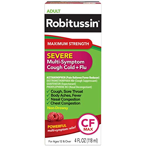 Robitussin Syrup, 4 Fl Oz (Pack of 1) - 4 Fl Oz (Pack of 1) - (Day) Multi-Sympton Cough Cold + Flu