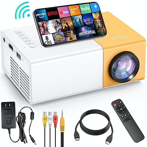 Meer 5G WiFi Mini Projector,Portable Movie Projector,Neat Projector,Proyector Compatible with iphone,Android,Windows,Firestick,PS5,Laptop,Tablet,Provide HDMI,USB,Earphone,AV Port and Remote Controller - YG300 Pro-WIFI
