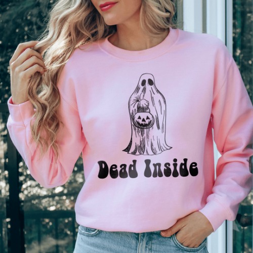 Dead Inside Sweatshirt - Light Pink / 3XL