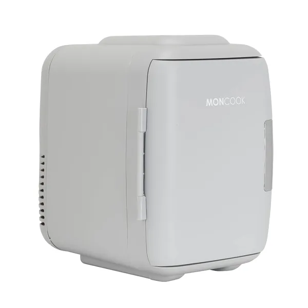 MONCOOK Mini Fridge For Bedrooms - Small, Portable & Quiet Mini Fridges For Skincare, Medicine, Food & Drinks - Cooling & Warming Function - Perfect For Home, Office, Car Or Travel - 5L - Grey
