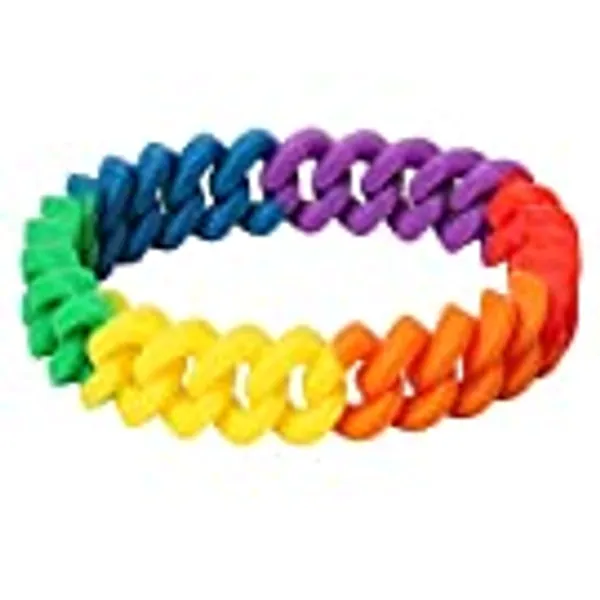 TRIXES Braided Silicone Rainbow Bracelet - Accessory for Gay Pride LGBTQIA2s+ Festival events - Friendship Bracelet for Men or Women - Water Resistant Plaited Multicoloured Wristband