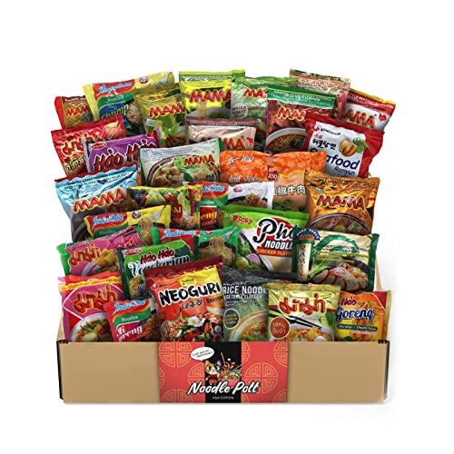 NASCHMASCHINE | Asia Instant Nudeln Box | 30 verschiedene Sorten von MAMA, Indomie | Asia Ramen Udon aus Rind, Schwein, Shrimps, Huhn, Gemüse Geschmack - 30-teiliges Set