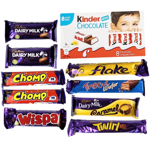 Cadbury Selection British Chocolate Bar Selection Box - 10 Medium Size Chocolate bars of delicious Chocolate candy from the UK