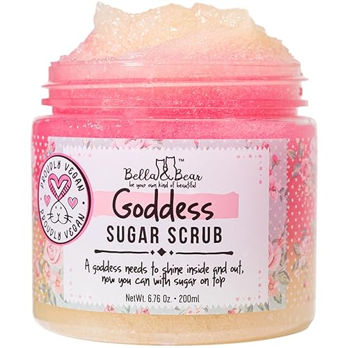 Bella & Bear Goddess Sugar Scrub - 3-in-1 Exfoliator, Body Scrub & Body Wash | Vegan, Cruelty-Free Bliss for Silky Smooth, Radiant Skin - 6.76 Ounce (Pack of 1)