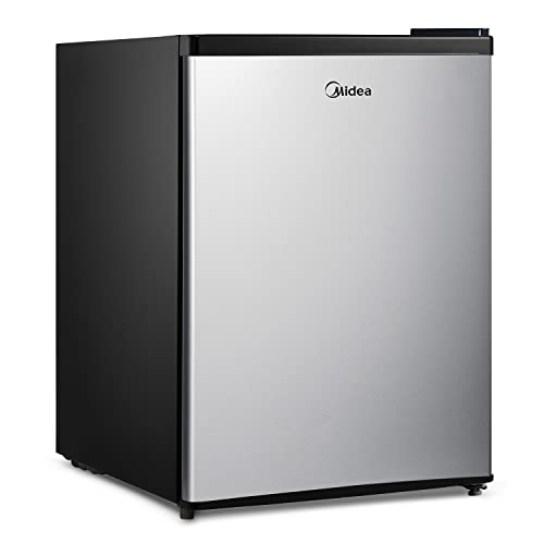 Midea WHS-87LSS1 Refrigerator, 2.4 Cubic Feet, Stainless Steel - Stainless Steel - 2.4 Cubic Feet - Refrigerator