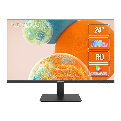 Viewedge 24 Inch Monitor - FHD 1080p 100Hz (Supports 75hz) Computer Monitor 24 inch with Eye Protection HDMI VGA Ports, 100x100 mm VESA (Wall Mountable), Ultra Thin Bezel Designed - 24 Inch FHD 1080P