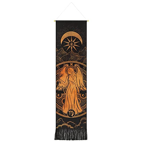 Livole Virgo Tapestry Sun Moon Tapestry Zodiac Tarot Tapestry Constellation Virgo Tapestry Hippie Mountain Tapestry Wall Hanging for Room (Virgo, 12.8 x 51.2 inches) - Virgo - 12.8 in x 51.2 in