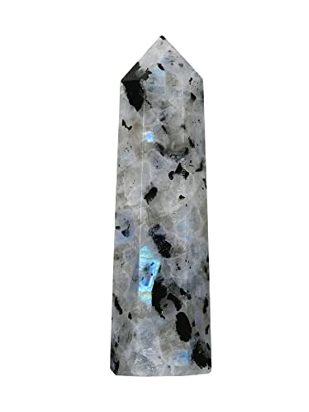 Rainbow Moonstone Crystal Towers ~ Natural Healing Crystal Point Obelisk for Reiki Healing and Crystal Grid (2" to 3" INCH)